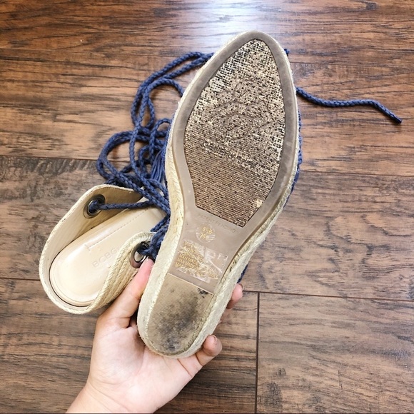 BCBGeneration • Pike espadrille sandals blue wedge ankle tie macramé crochet - Picture 6 of 8